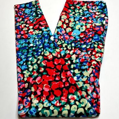 NEW LuLaRoe OS Legging BLACK RAINBOW Painting Colorful ABSTRACT FLOWER Modern